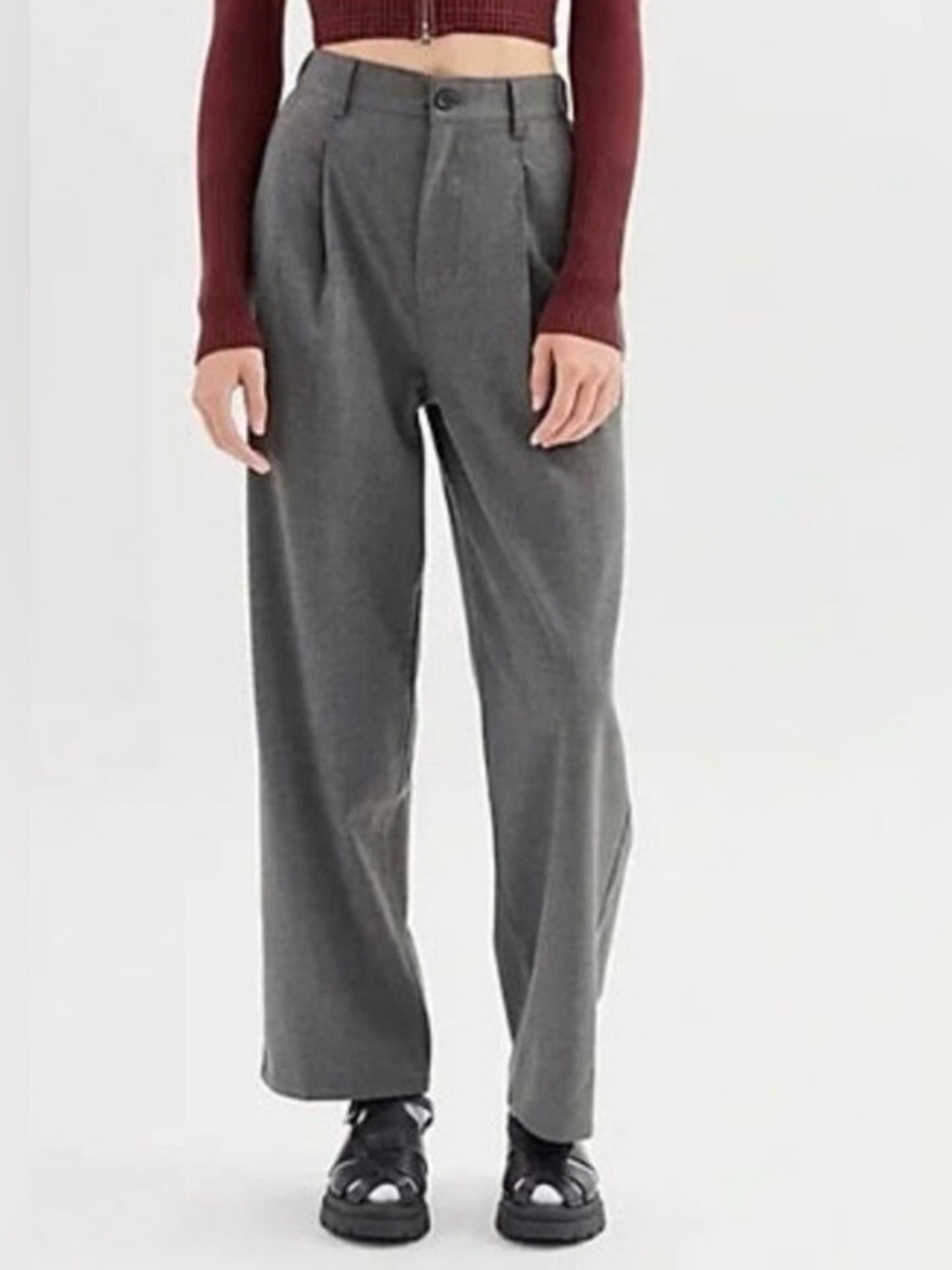 Urban Outfitters Gray Pleated Trousers